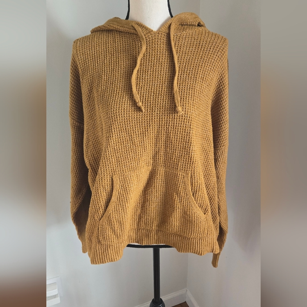 Aerie Cozyup Mustard Yellow Waffle Knit Sweater Medium